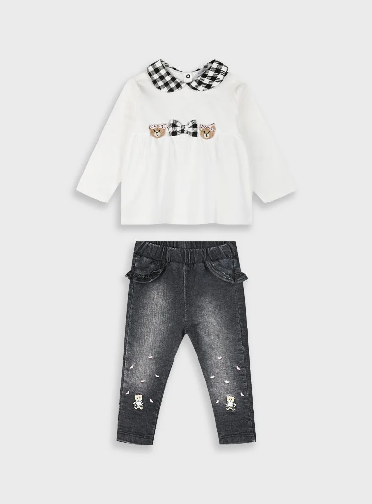 Βρεφικό σετ με ελαστικό τζην - -